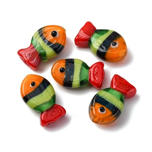 DanLingJewelry 20 Stück bunte handgefertigte Fisch-Lampwork-Perlen aus Glas, niedliche Ozean-Tiere, Abstandshalter für Armbänder, Halsketten, Basteln DanLingJewelry 20 Stück bunte handgefertigte Fisch-Lampwork-Perlen aus Glas, niedliche Ozean-Tiere, Abstandshalter für Armbänder, Halsketten, Basteln von DanLingJewelry