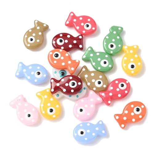 DanLingJewelry 30 Stück zufällige handgefertigte Lampwork-Fischperlen Emaille Glas Meer Ozean Tier Bumpy Perlen für DIY Armbänder Halsketten Schmuckherstellung von DanLingJewelry