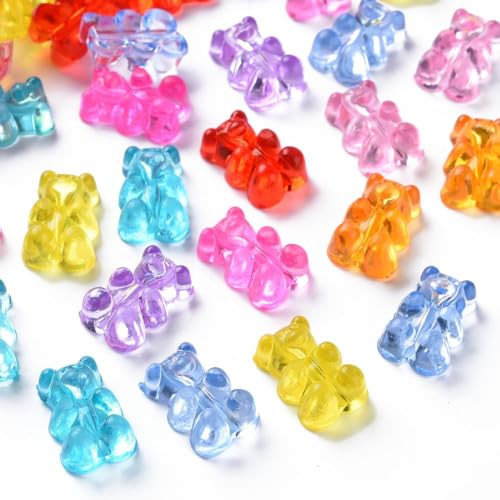 DanLingJewelry 680 Stück transparente Acryl-Bärperlen in zufälligen Farben, transparente Tierperlen für Armbänder, Halsketten, Schmuckherstellung, DIY von DanLingJewelry