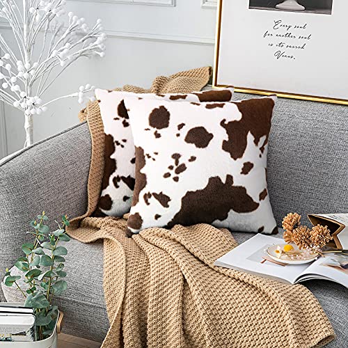 DanLink Kissen mit Kissenbezug, Kissenbezug Motiv Kuh Bedruckt Sofa Bezug Kopfkissen Weiche Kissen Dekokissen Bezüge Sofakissen für Sofa 45x45 cm Braun von DanLink