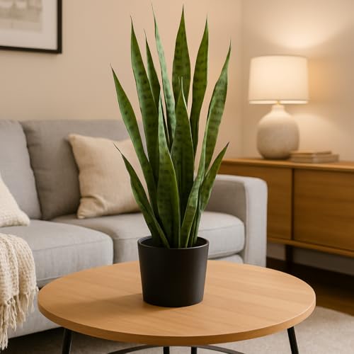 DanLink Sansevieria Kunstpflanze, 90cm Groß KüNstliche Schlangenpflanze Mit Stabilem Topf, Zimmerpflanze Schlangenpflanze KüNstliche für Die Inneneinrichtung Im Freien Den Heimgarten BüRodekoration von DanLink