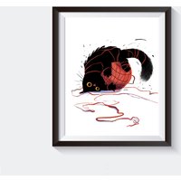Katze Vs Yarn - Kunstdruck von DanTavisIllustration