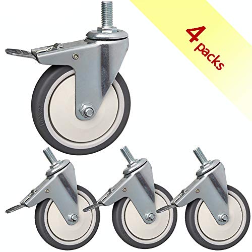 4inch 100mm industrial hospital Silent Casters, M10 Thread Stem TPR Screw Castor wheels, Heavy duty 300kg With brake For factory school Hotel Cart Artificial Quiet rolling Universal wheel 4packs 4inch 100mm industrial hospital Silent Casters, M10 Thread Stem TPR Screw Castor wheels, Heavy duty 300kg With brake For factory school Hotel Cart Artificial Quiet rolling Universal wheel 4packs von Dance angel