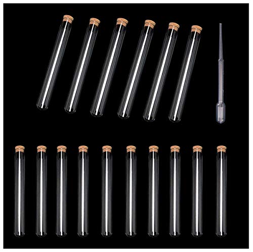 40 Stück Reagenzglas mit Korken,Dancepandas 12 * 100mm/7.5ml Reagenzgläser Kunststoff Transparent,Reagenzgläser für Blumen DIY,Labortisch,Blumenröhrchen mit Einer 0.5 ml Pipette von dancepandas