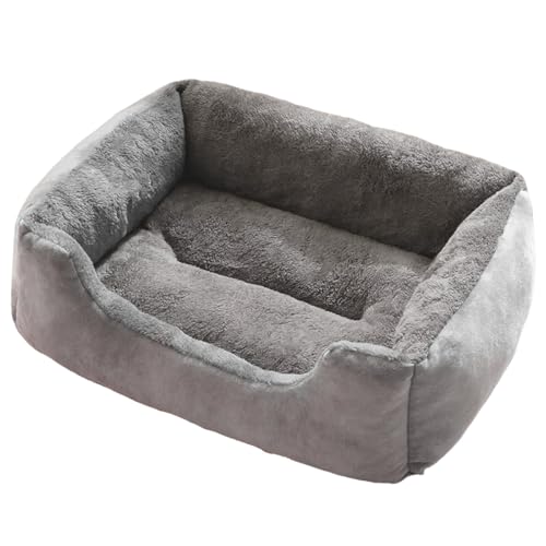 Danchen Hundebett, warm, waschbar, für Welpen, Katzen, Couch mit erhöhtem Rand, rutschfeste Unterseite, beruhigendes Haustier-Sofa-Kissen für große, mittelgroße und kleine Hunde (Grau, 50 x 40 x 15 cm von Danchen