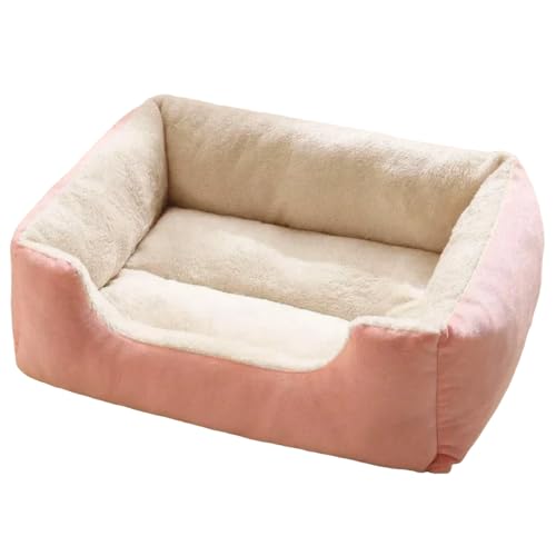Danchen Hundebett, warm, waschbar, für Welpen, Katzen, Couch mit erhöhtem Rand, rutschfeste Unterseite, beruhigendes Haustier-Sofa-Kissen für große, mittelgroße und kleine Hunde (Rosa, 50 x 40 x 15 cm von Danchen