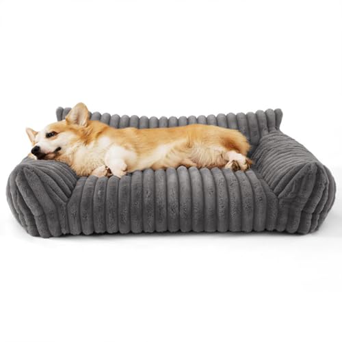 Danchen Hundebett-Sofa, weich, flauschig, Schlafzimmer, Hunde und Katzen, mit rutschfester Unterseite, atmungsaktiv, beruhigend, Wohnzimmer, Haustier-Couch-Matratze für große, mittelgroße Welpen (Grau Danchen Hundebett-Sofa, weich, flauschig, Schlafzimmer, Hunde und Katzen, mit rutschfester Unterseite, atmungsaktiv, beruhigend, Wohnzimmer, Haustier-Couch-Matratze für große, mittelgroße Welpen (Grau von Danchen