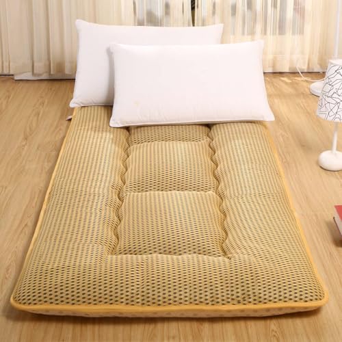 Danchen Japanische Boden-Futon-Matratze, 10 cm dicke Tatami-Isomatte, atmungsaktives Liegenkissen, Bettmatte, faltbar, aufrollbare Matratze für Schlafsaal, Gästebett, Camping (150 x 200 cm, Kamel) von Danchen