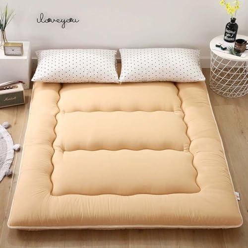 Danchen Japanische Bodenmatratze, dicke Tatami-Matte, weiche, atmungsaktive Futon-Matratze, faltbares aufrollbares Schlafsaal, Liege, Bett, Schlafunterlage (150 x 200 cm, Kamel) von Danchen