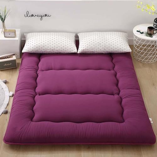 Danchen Japanische Bodenmatratze, dicke Tatami-Matte, weiche, atmungsaktive Futon-Matratze, faltbares aufrollbares Schlafsaal, Liege, Bett, Schlafunterlage (180 x 200 cm, lila) von Danchen