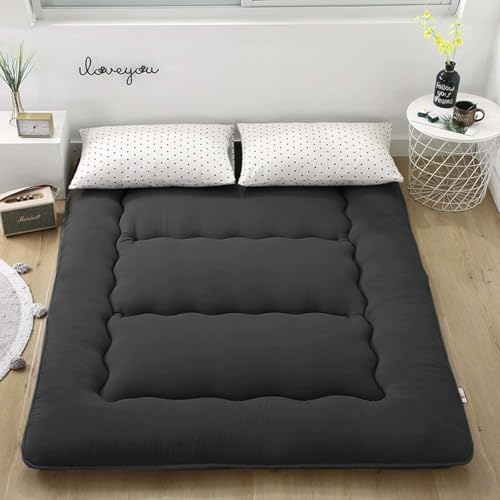 Danchen Japanische Bodenmatratze, dicke Tatami-Matte, weiche, atmungsaktive Futon-Matratze, faltbares aufrollbares Schlafsaal, Liege, Bett, Schlafunterlage (180 x 200 cm, schwarz) von Danchen