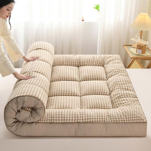 Danchen Japanische faltbare Futon-Matratze, tragbare aufrollbare Isomatte, extra weiche, dicke Tatami-Bodenmatratze für Gäste, Camping, Liegen (150 x 200 cm, Kaffee) von Danchen