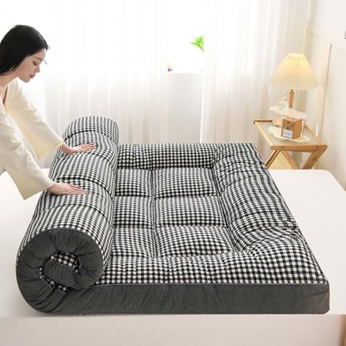 Danchen Japanische faltbare Futon-Matratze, tragbare aufrollbare Isomatte, extra weiche, dicke Tatami-Bodenmatratze für Gäste, Camping, Liegen (200 x 220 cm, Grau) von Danchen