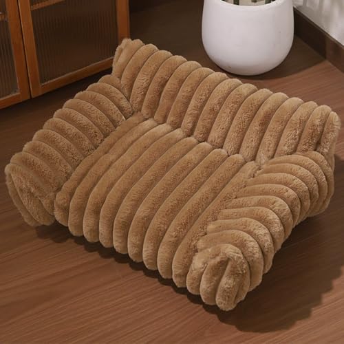 Danchen Orthopädisches Haustiersofa aus Plüsch, mit rutschfester Unterseite, weiches, beruhigendes Kissen für Welpen, Erwachsene, Haustiere, Kissen für drinnen und draußen, 50 x 40 x 20 cm, Braun von Danchen