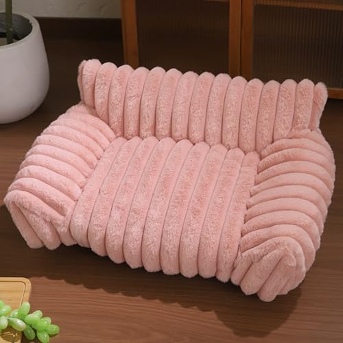 Danchen Orthopädisches Haustiersofa aus Plüsch, mit rutschfester Unterseite, weiches, beruhigendes Kissen für Welpen, Erwachsene, Haustiere, Kissen für drinnen und draußen, Rosa, 50 x 40 x 20 cm von Danchen