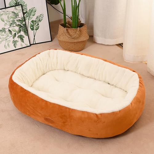Hundebett, beruhigend, waschbar, mit erhöhten Seiten und rutschfester Unterseite, atmungsaktiv, für große und mittelgroße Haustiere, Welpen, Katzen, Braun, 75 x 60 x 8 cm Hundebett, beruhigend, waschbar, mit erhöhten Seiten und rutschfester Unterseite, atmungsaktiv, für große und mittelgroße Haustiere, Welpen, Katzen, Braun, 75 x 60 x 8 cm von Danchen
