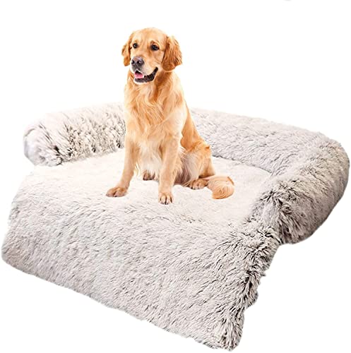 Danchen Bequemes Hundebett, ultraweich, Plüsch, Hundematte, Sofa, Angstlinderung, beruhigendes Hundekissen, waschbar, Möbelschutz, Haustierbett, Auto, Hundedecke, Pad, L 90 x 90 x 20 cm von Danchen