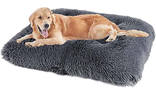 Ultraweiches großes Hundebett, 120 x 90 x 12 cm, hochwertiges warmes Plüsch-Hundekissen, abnehmbar, waschbar, rutschfest, beruhigendes Hundebett von Danchen