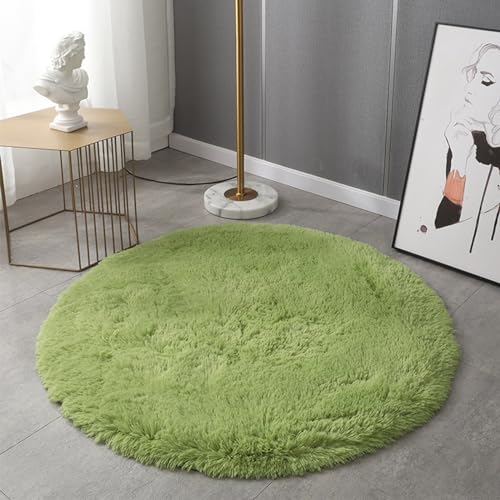 Dancmiu Einfarbiger runder Teppich mit rutschfester Unterseite, weiche, flauschige Bodenmatte, bequemer Kreisteppich, multifunktional, langlebig von Dancmiu