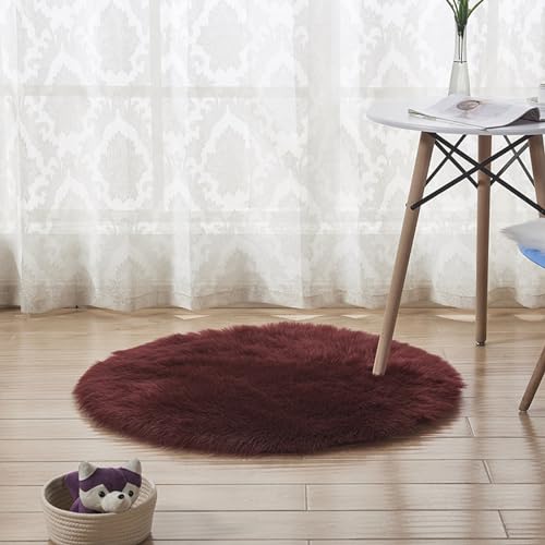 Dancmiu Flauschiger runder Teppich für drinnen und draußen, bequeme, weiche Bodenmatte, atmungsaktiv, einfarbig, Kreisteppich, waschbar, praktische Matte von Dancmiu