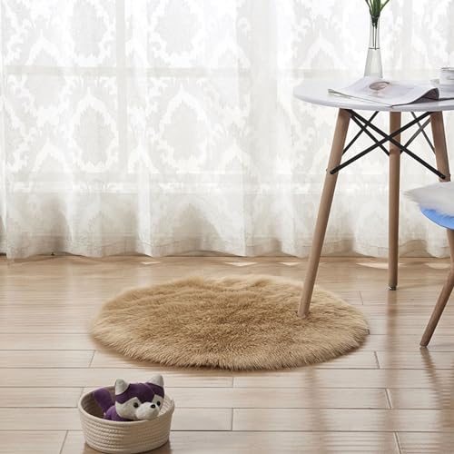 Dancmiu Flauschiger runder Teppich für drinnen und draußen, bequeme, weiche Bodenmatte, atmungsaktiv, einfarbig, Kreisteppich, waschbar, praktische Matte von Dancmiu