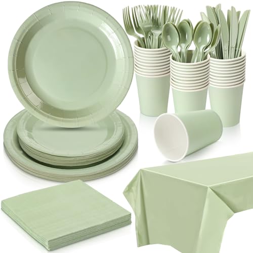 Dandat 169-teiliges Pappteller und Servietten-Set für 24 Gäste, Einwegteller, Becher, Servietten, Tischdecke, Besteck für Braut, Babyparty, Hochzeit, Geburtstag, Gender Reveal, Partyzubehör Dandat 169-teiliges Pappteller und Servietten-Set für 24 Gäste, Einwegteller, Becher, Servietten, Tischdecke, Besteck für Braut, Babyparty, Hochzeit, Geburtstag, Gender Reveal, Partyzubehör von Dandat