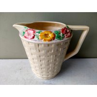 "Hübsche Vintage Arthur Woods Vase/Krug/Krug Mit Handgemaltem "California" Korb Design." Perfekt Zum Blumen Arrangieren von DandelionClockStudio