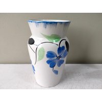 Reizende Vintage Handbemalte Blaue Blumenvase. Art-Deco-Vase, Perfekt Für Sträußchenarrangement. Schönes Geschenk von DandelionClockStudio