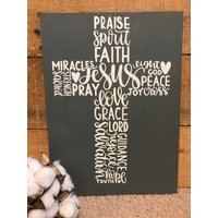 Handgemachtes Kreuz Aus Holz, Graues Religiöses Wanddekor von DandelionDaydreamsAZ