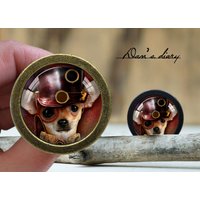 Hund Muster Glas Cabochon Knauf Vintage Bronze Schrank Knauf Hund Muster Glas Cabochon Knauf Vintage Bronze Schrank Knauf von Dandiary