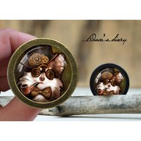 Hund Muster Glas Cabochon Knauf Vintage Bronze Schrank Knauf von Dandiary