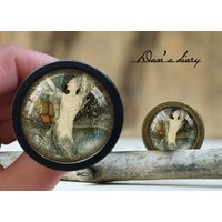Meerjungfrau Muster Glas Cabochon Knauf Vintage Bronze Schrank Knauf von Dandiary
