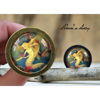 Meerjungfrau Muster Glas Cabochon Knauf - Vintage Bronze Schrank Meerjungfrau Muster Glas Cabochon Knauf - Vintage Bronze Schrank von Dandiary