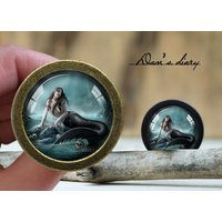 Meerjungfrau Muster Glas Cabochon Knauf - Vintage Bronze Schrank Meerjungfrau Muster Glas Cabochon Knauf - Vintage Bronze Schrank von Dandiary