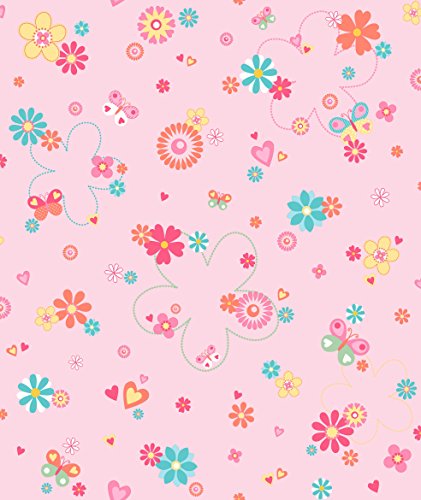 Dandino buntes Papier Schmetterlinge, Herzen und Blumen, Pink von Dandino