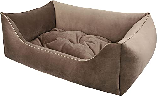 Dandy Dog Hundebett Magic Velvet Taupe - abziehbar Bezug und Füllung waschbar hochwertiger Samt kuschelig robuste Qualität Made in Germany - Größe XL von Dandy Dog