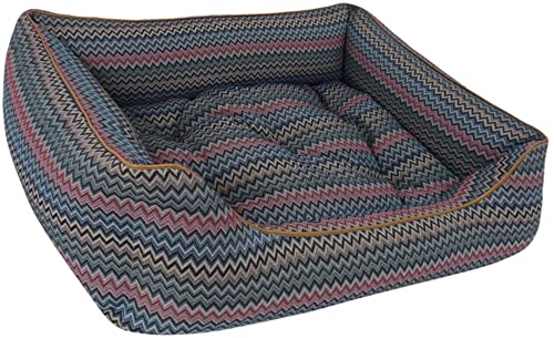 Dandy Dog Hundebett Zik Zak No. 4 - abziehbar Bezug und Füllung waschbar schwere kuschelige hochwertige Qualität Made in Germany - Größe L, Petrol/Multicolor von Dandy Dog