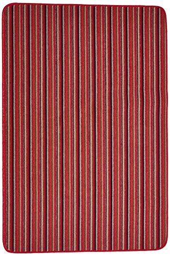 Dandy Ios gestreifter waschbarer Teppich, Polypropylen (PP) Gummi, rot, 150 x 100 von William Armes