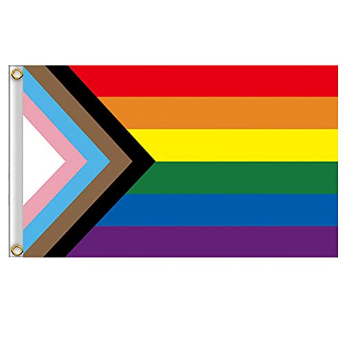 Rainbow Flag Banner, Progress Pride Flagge Regenbogen, 60 90 cm Gay Rainbow Flag, Pride Fahne Flagge Wetterfest, Rainbow Pride Flag Lesbian Gay Parade Home Dekoration von Danfer