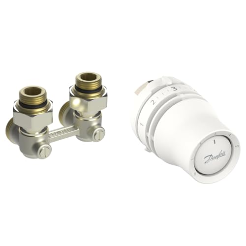 Danfoss Kombi-Set 015G5131 - Redia Heizkörperthermostat + Ventil in Eckausführung, für Heizkörper mit Bodenanschluss und M30-Ventileinsatz, Weiß von Danfoss