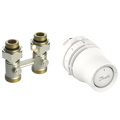 Danfoss Kombi-Set 015G5132 - Redia Heizkörperthermostat + Ventil in gerader Ausführung, für Heizkörper mit Bodenanschluss und Ventileinsatz M30 von Danfoss