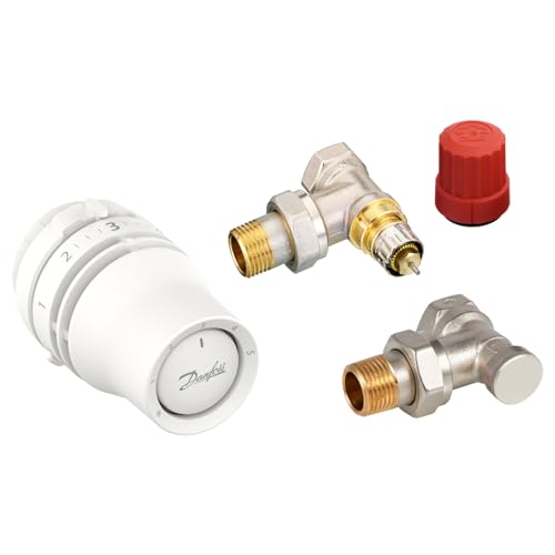 Danfoss Set 015G5151 - Redia Heizkörperthermostat + Ventil RA-N in Eckausführung und Rücklaufverschraubung RLV-S, für Heizkörper mit seitlichem Anschluss von Danfoss