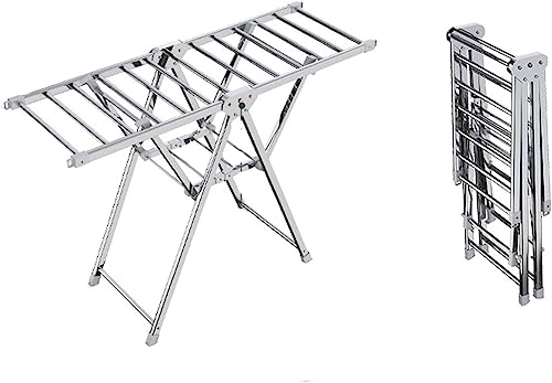 DangLeKJ Wäscheständer, Edelstahl, faltbar, für Bodentrockner, 2-stufiges Doppelflügel-Design, multifunktionaler Faltbarer Wäschetrockner, Wäscheständer (Größe: M) (M Null) von DangLeKJ