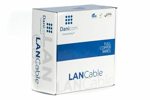 Danicom CAT5E FTP 100m Außenkabel Starrleiter - PE (Fca), POE, Ethernet, LAN, Patchkabel, Datenkabel, RJ45 - für Serverschränke, Switches, Router, Modems! von Danicom