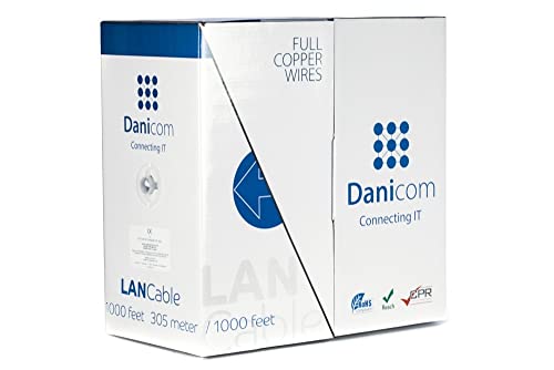 Danicom CAT5E FTP 305m - flexibel - PVC (Fca) Netzwerkkabel POE, 100% Kupfer, Ethernet, LAN, Patch Kabel, Datenkabel, RJ45, Grau, PVC - für Netzwerke, Switches, Router, Modems! von Danicom
