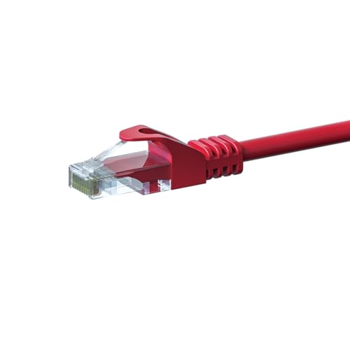 Danicom CAT5e Netzwerkkabel - U/UTP - 0,25 Meter - Rot - 100% Kupfer, POE, Ethernet, LAN, Patchkabel, Datenkabel, RJ45, für Serverschränke, Switches, Router, Modems! von Danicom