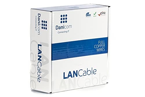 Danicom CAT6A S/FTP 50m - LSZH (Fca) Netzwerkkabel POE, 100% Kupfer, Ethernet, LAN, Patch Kabel, Datenkabel, RJ45, Grau, PVC - für Netzwerke, Switches, Router, Modems! von Danicom