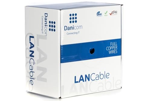 Danicom CAT6A U/UTP 100m Starrleiter - LSZH (Eca), POE, Ethernet, LAN, Patchkabel, Datenkabel, RJ45 - für Serverschränke, Switches, Router, Modems! von Danicom