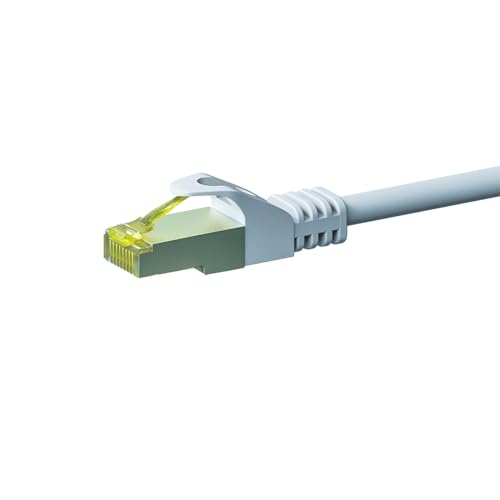 Danicom RJ45 Netzwerkkabel S/FTP (PiMF) - mit CAT 7 Rohkabel - Weiß - 10m, POE, Ethernet, LAN, Patchkabel, Datenkabel, RJ45, für Serverschränke, Switches, Router, Modems! von Danicom