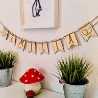 Wimpelgirlande Aus Holz, Buchstabengirlande, Holzgirlande, Namensgirlande, Banner Wimpel von DanielGreveDesign